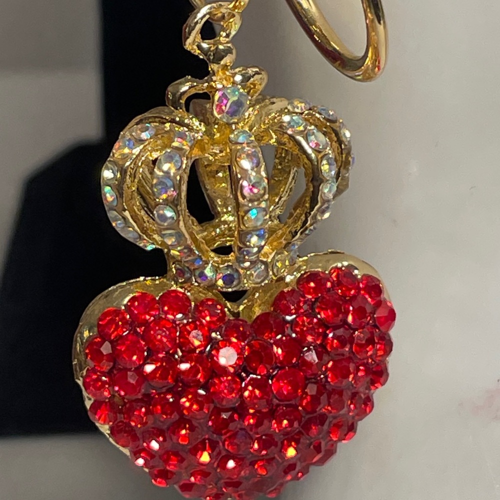 Gold and Red Heart Crown Keychain